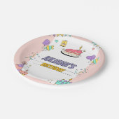 Kleurrijk illustratief verjaardagsfeestje papieren bordje (Gekanteld)