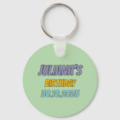 Kleurrijk illustratief verjaardagsfeestje sleutelhanger (Achterkant)