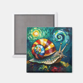 Kleurrijk Impasto Gril Snail Magneet (Voorkant / Achterkant)
