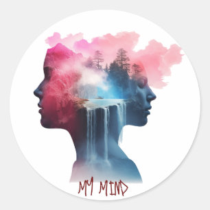 Kleurrijk In mijn Hersenen rustige geest Ronde Sticker