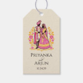 Kleurrijk Indiaans Paar Cadeaulabel (Voorkant)