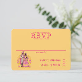 Kleurrijk Indiaans Paar RSVP Kaartje