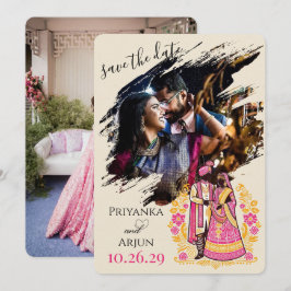 Kleurrijk Indiaans Paar Save The Date