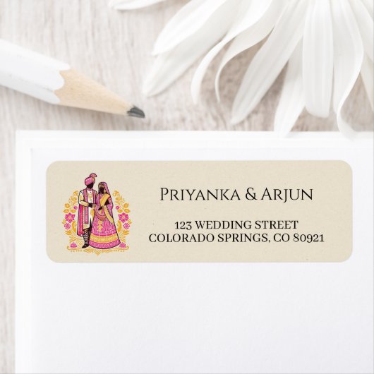 Kleurrijk Indiaas Paar Etiket (Insitu)