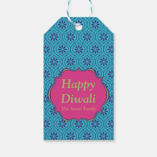 Kleurrijk Indiaas patroon Diwali Cadeaulabel (Voorkant)