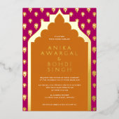 Kleurrijk Indiaas vensterscherm Bindend REAL Folie Uitnodiging (Voorkant)