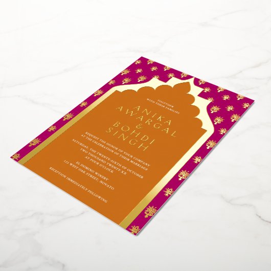 Kleurrijk Indiaas vensterscherm Bindend REAL Folie Uitnodiging (Gedraaid)