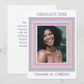 Kleurrijk ingelijst Afstudeerder Fotoaankondiging/ Kaart (Voorkant / Achterkant)