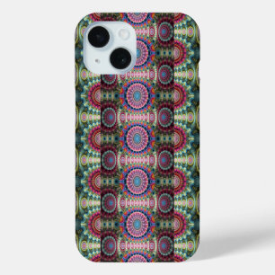 Kleurrijk ingewikkeld geometrisch patroon iPhone 15 case