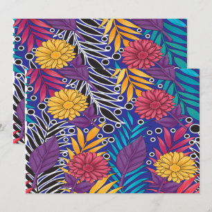 Kleurrijk inpakpapier met creatieve bloemen bedankkaart