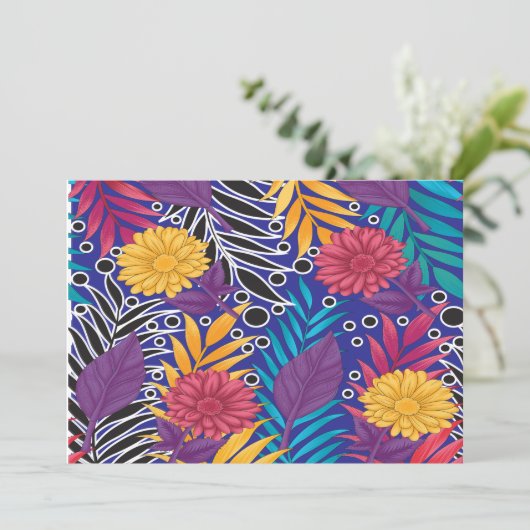 Kleurrijk inpakpapier met creatieve bloemen kaart (Staand voorkant)