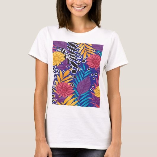 Kleurrijk inpakpapier met creatieve bloemen t-shirt (Voorkant)