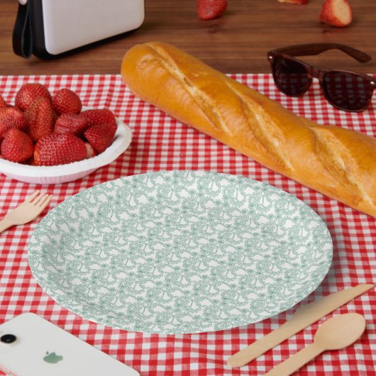 Kleurrijk inpakpapier met een herhalend patroon va papieren bordje (Picknick)