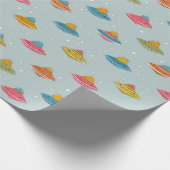 Kleurrijk Inpakpapier met Ruimteschip (Hoek)
