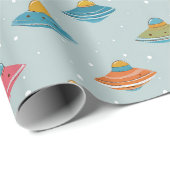 Kleurrijk Inpakpapier met Ruimteschip (Rol Hoek)