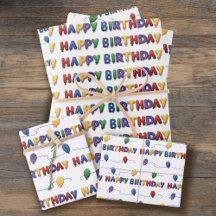 Kleurrijk Inpakpapier met Verjaardagsballonnen