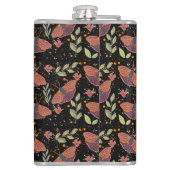 Kleurrijk insect en botanisch naadloos ontwerp heupfles (Achterkant)