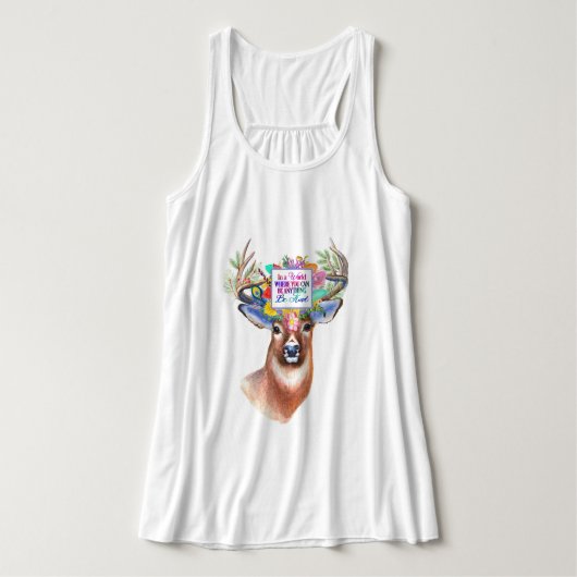 Kleurrijk Inspirerend Floral Deer Tanktop (Design voorkant)