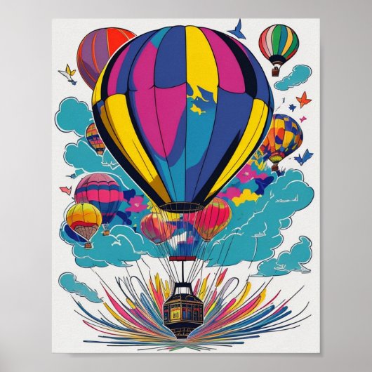 Kleurrijk Inspirerend Hete Luchtballonontwerp Poster (Voorkant)
