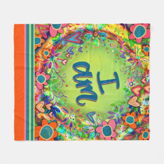 Kleurrijk Inspirerend I AM Floral Inspirivity Fleece Deken (Voorkant (Horizontaal))