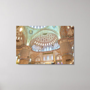 Kleurrijk interieur koepelplafond van Blauwe Moske Canvas Afdruk