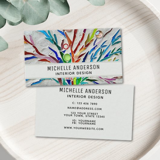 Kleurrijk interieur ontwerp visitekaartje