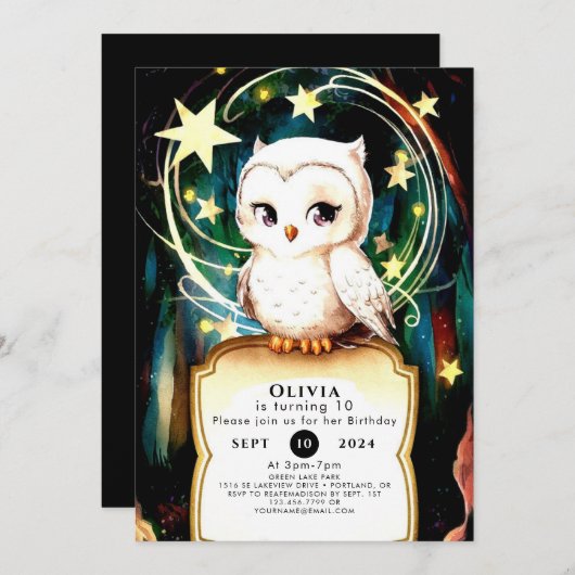 Kleurrijk Into the Bossen Uil Verjaardag Kaart (Voorkant / Achterkant)