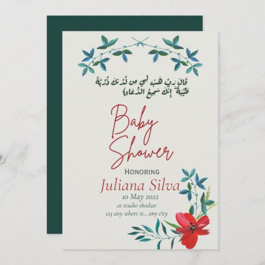 kleurrijk islamitisch baby shower-arabisch kaart (Voorkant / Achterkant)