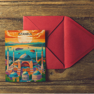 Kleurrijk Istanbul Hagia Sophia Vintage Reis Briefkaart