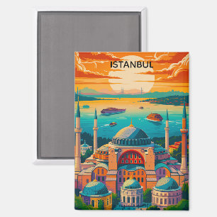 Kleurrijk Istanbul Hagia Sophia Vintage Reis Magneet