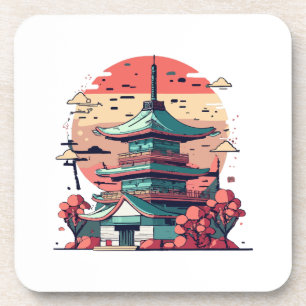 Kleurrijk Japan Gebouw Kunst Bier Onderzetter