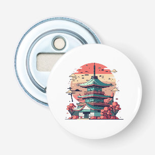 Kleurrijk Japan Gebouw Kunst Button Flesopener