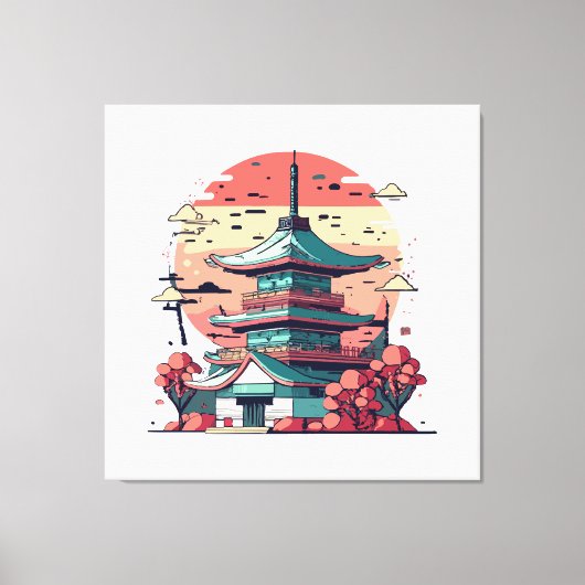 Kleurrijk Japan Gebouw Kunst Canvas Afdruk (Voorkant)