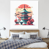 Kleurrijk Japan Gebouw Kunst Canvas Afdruk (Insitu (Slaapkamer))