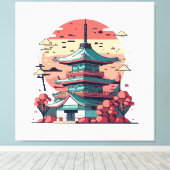 Kleurrijk Japan Gebouw Kunst Canvas Afdruk (Insitu (Houten vloer))