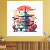 Kleurrijk Japan Gebouw Kunst Canvas Afdruk (Insitu (Woonkamer))