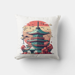 Kleurrijk Japan Gebouw Kunst Kussen