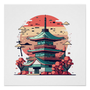 Kleurrijk Japan Gebouw Kunst Perfect Poster
