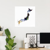 kleurrijk japan silhouet poster (Thuiskantoor)