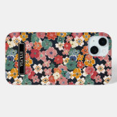 Kleurrijk Japans bloemenprint met monogram Case-Mate iPhone Case (Achterkant (horizontaal))