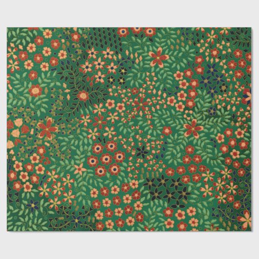  kleurrijk Japans bloemmotief Cadeaupapier (Vlak)