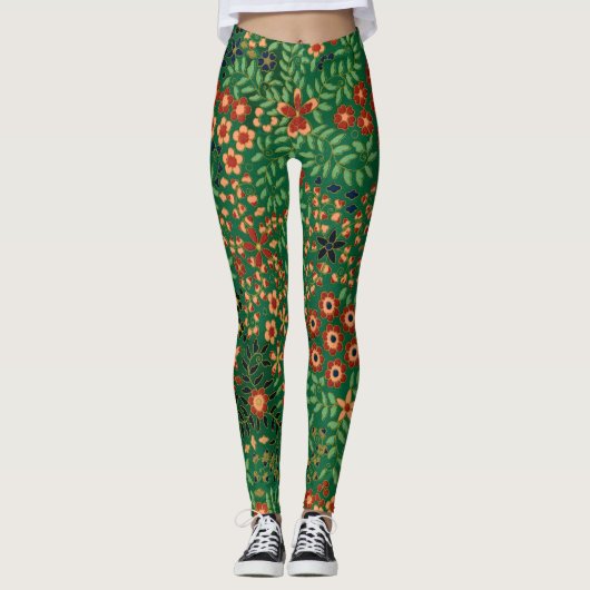  kleurrijk Japans bloemmotief Leggings (Voorkant)