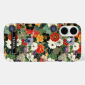 Kleurrijk Japans bloempatroon met monogram Case-Mate iPhone Case (Achterkant (horizontaal))