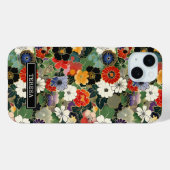 Kleurrijk Japans bloempatroon met monogram Case-Mate iPhone Case (Achterkant (horizontaal))