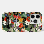 Kleurrijk Japans bloempatroon met monogram Case-Mate iPhone Case (Achterkant (horizontaal))