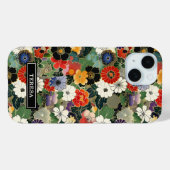 Kleurrijk Japans bloempatroon met monogram Case-Mate iPhone Case (Achterkant (horizontaal))