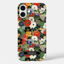 Kleurrijk Japans bloempatroon met monogram