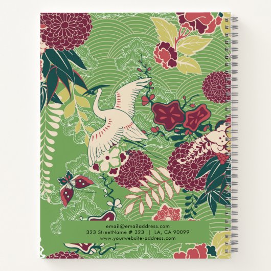 Kleurrijk Japans zijdepatroon Notitieboek (Achterkant)