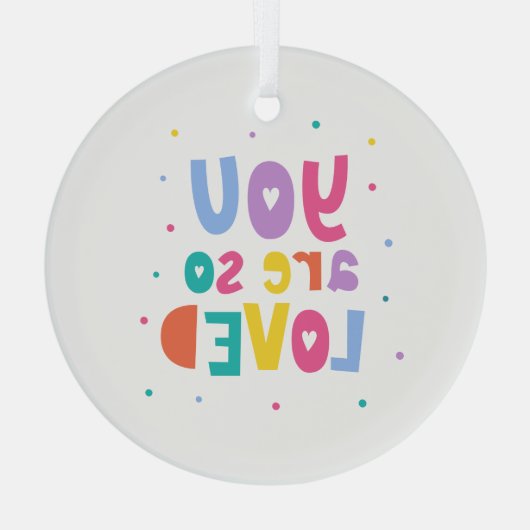 Kleurrijk je bent zo geliefd glas ornament (Achterkant)