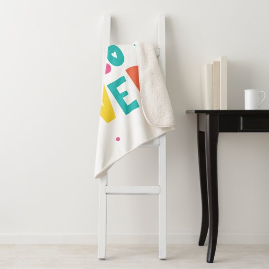 Kleurrijk je bent zo geliefd sherpa deken (In situ)